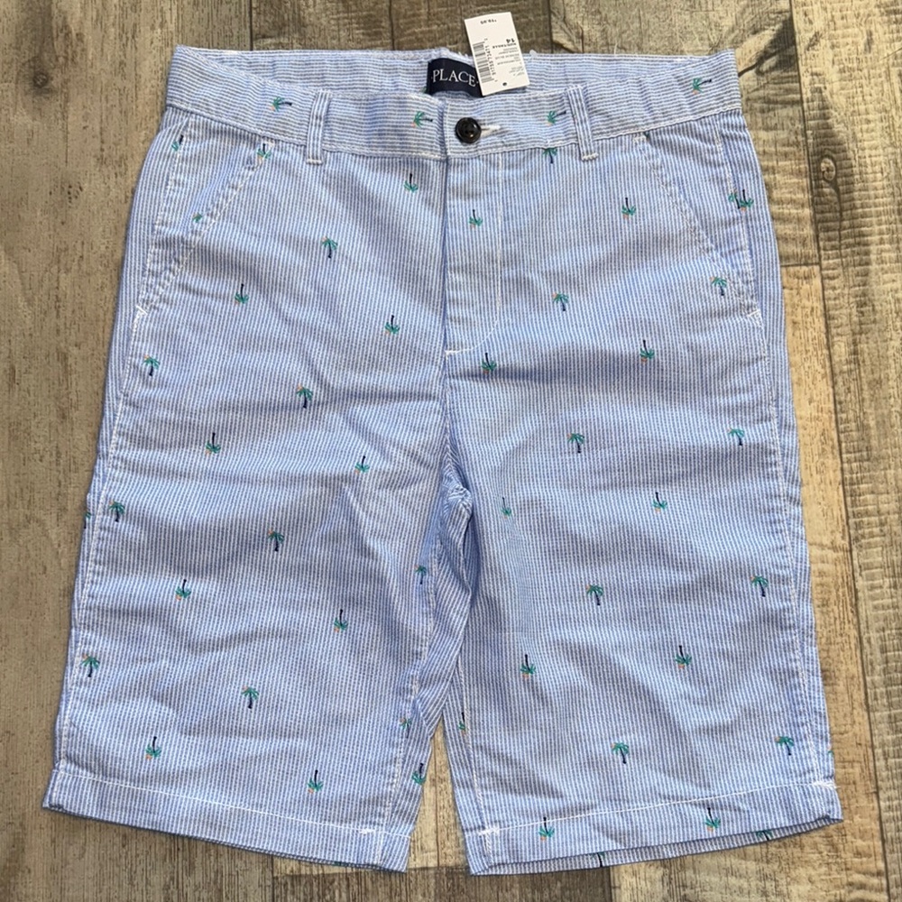 Place Blue Striped Shorts with Green Accents